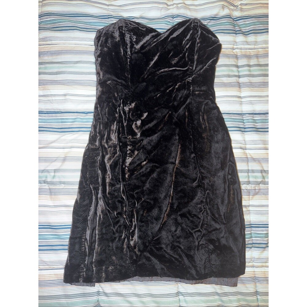 VTG The Limited 90s black strapless velvet bodycon mini dress Made In USA Size 8